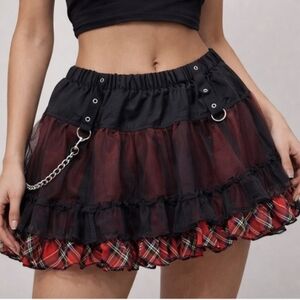 Tripp Y2k Rare XXL Plaid/black Chain Skirt